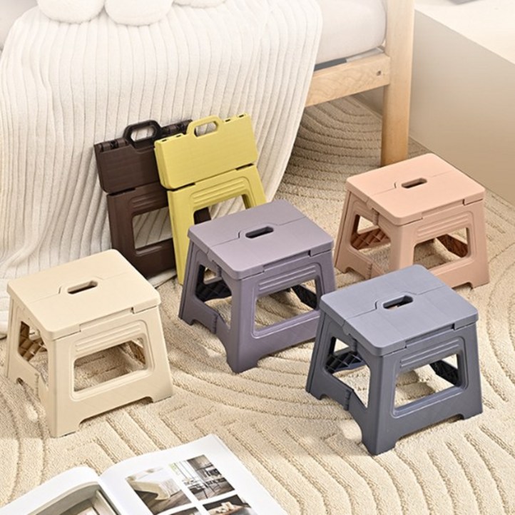 옐스 튼튼한 파스텔톤 스툴 접이식의자, 1개, 파스텔 아이보리 중형