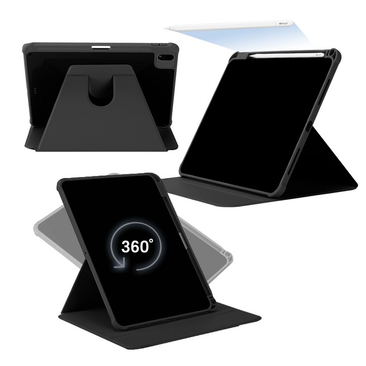 데이드 아이패드 360도 회전 멀티 케이스, 블랙, 1개 데이드 아이패드 360도 회전 멀티 케이스, 블랙, 1개