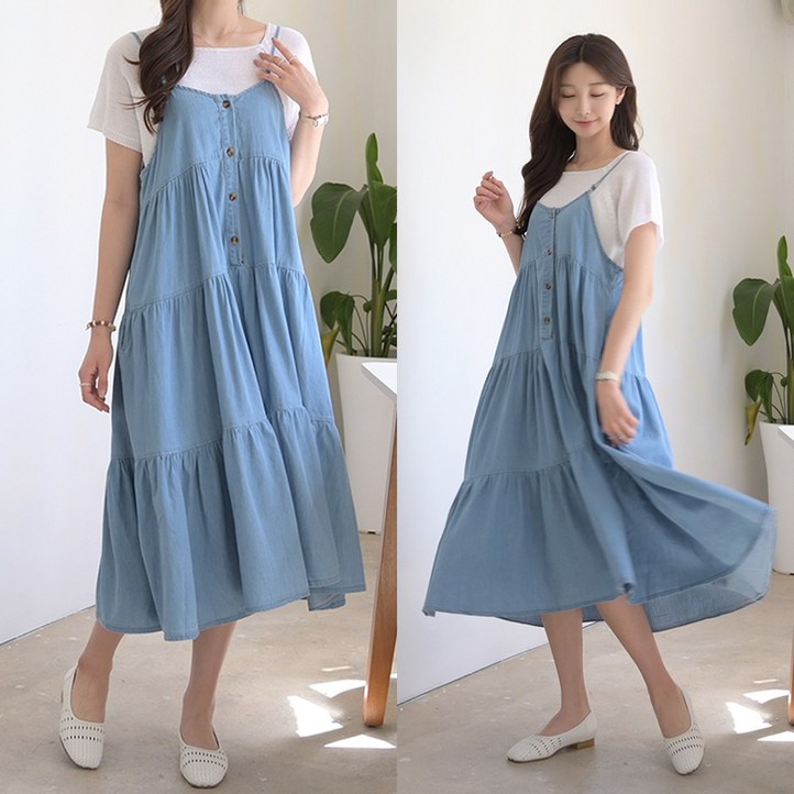 데일리앤 틸리 여성 뷔스티에 원피스 데님 치마 봄 여름 데일리앤 틸리 여성 뷔스티에 원피스 데님 치마 봄 여름
