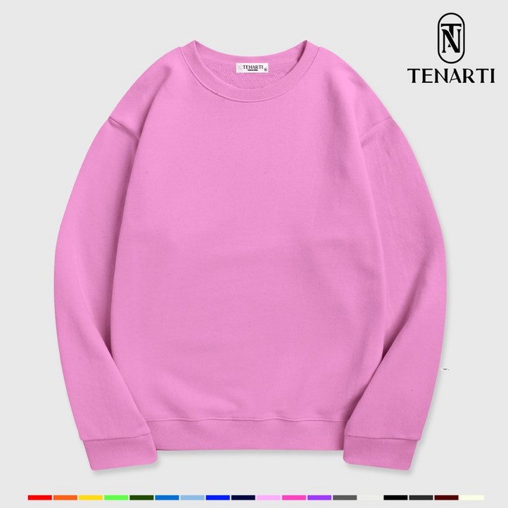 테너티 국산 프리미엄 남녀공용 데일리 특양면 무지 맨투맨 빅사이즈 커플티 가족티 18컬러