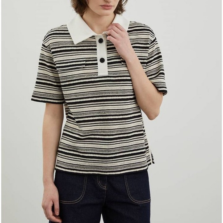 올리비아로렌 여성용 스트라이프 카라 탑 VVCAS4M4261