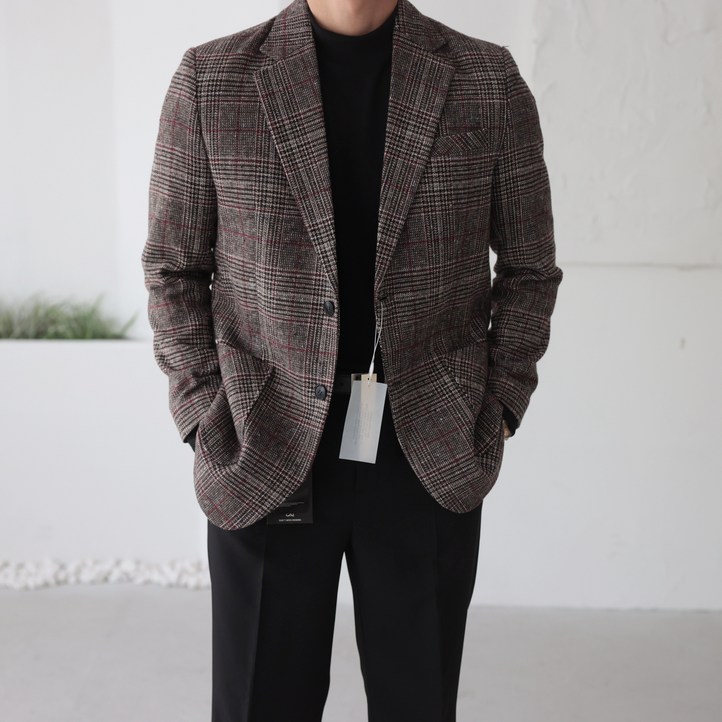 울 글렌체크 남자 싱글자켓 블레이져 빅사이즈까지1color 울 글렌체크 남자 싱글자켓 블레이져 빅사이즈까지1color