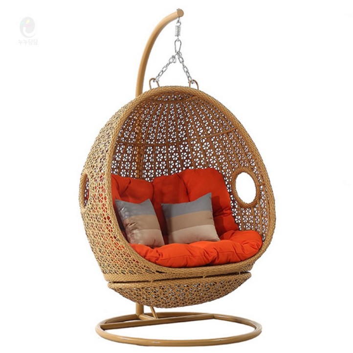 2인용 원형 행잉체어 우드 스윙의자