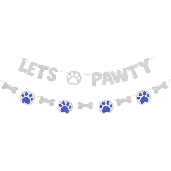 레츠 포티 발바닥 가랜드 3m 강아지 고양이 생일 사진 소품 촬영 스튜디오 강아지유치원 애견카페