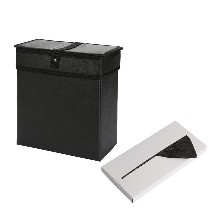 케이엠모터스 알라딘 차량용 쓰레기통 II 덮개형 블랙 + 비닐 봉투 50p 세트, 1세트 1524187655