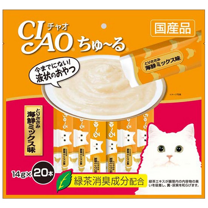 이나바 고양이 챠오 츄르 20P, 닭가슴살 + 해산물 혼합맛 14g 20P (SC-128), 1개