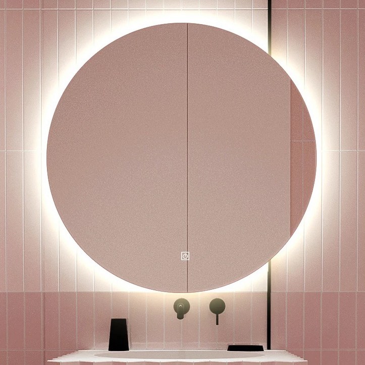 LED 간접 조명 거울 노프레임 욕실 화장대 인테리어 원형 거울 2