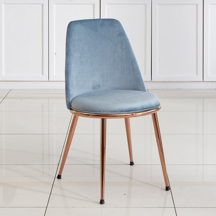 엘린까사 마리안느 벨벳 의자 로즈골드 프레임 체어 2개 set, 블루블루