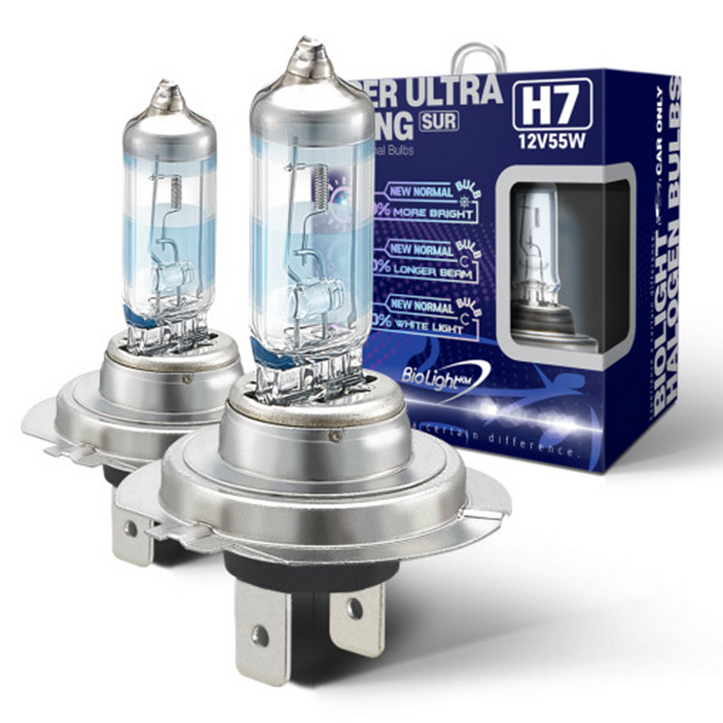 YF쏘나타(09~12년) 170% 밝은 자동차 전조등/상향등 램프/전구 바이오라이트 슈퍼 울트라 레이싱 H7 2개입(1세트)