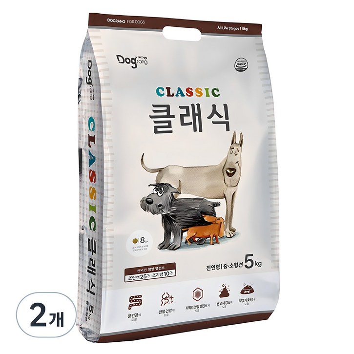 도그랑 전연령 중소형견 클래식 건식사료, 닭, 5kg, 2개 도그랑 전연령 중소형견 클래식 건식사료, 닭, 5kg, 2개
