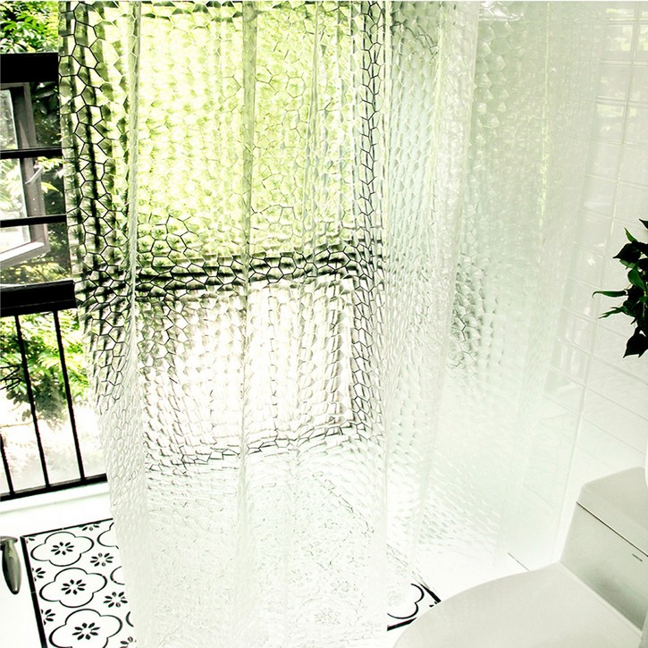 3D 입체 EVA 방수 샤워커튼 180 x 200 cm BRC661  커튼링 12p, 단일색상, 1세트, 투명계열