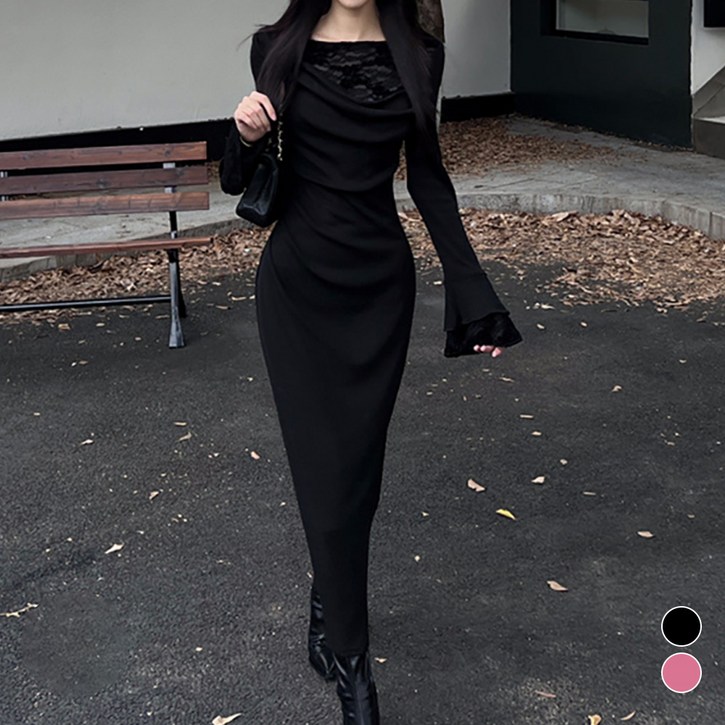 비비에모 레이스 이중 스웰라 슬림 원피스 10125