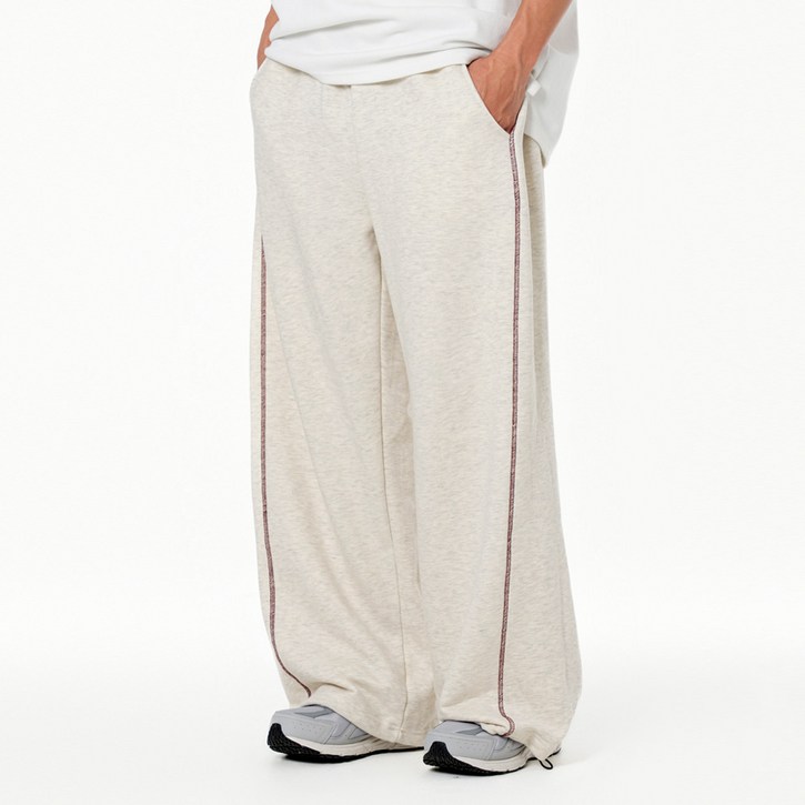 모즈모즈 사이드 스티치 와이드 트레이닝 팬츠