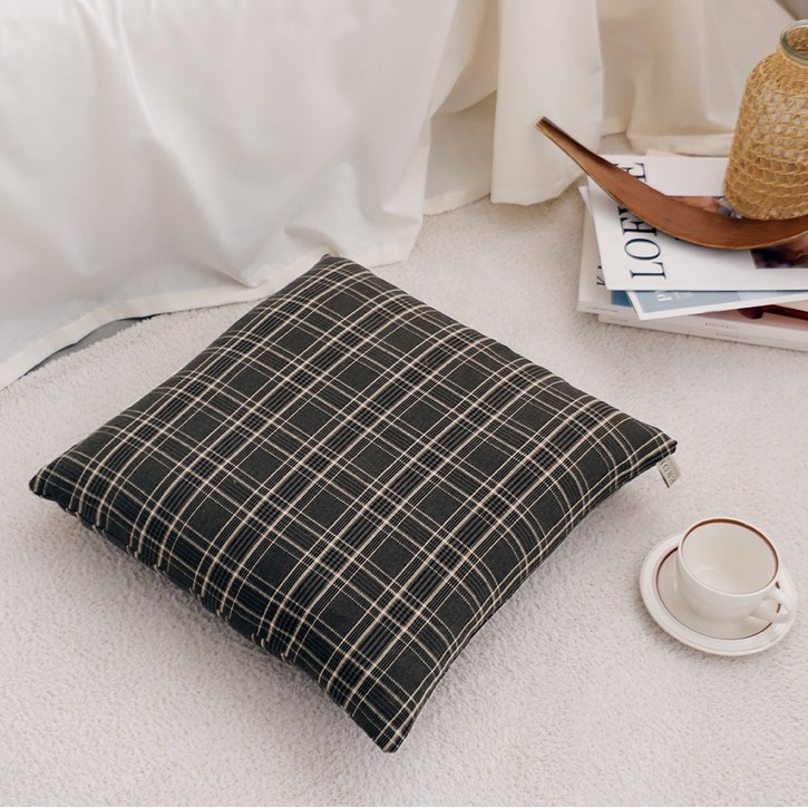 까사베르데 브리스톨 체크 사각방석 솜포함 2p