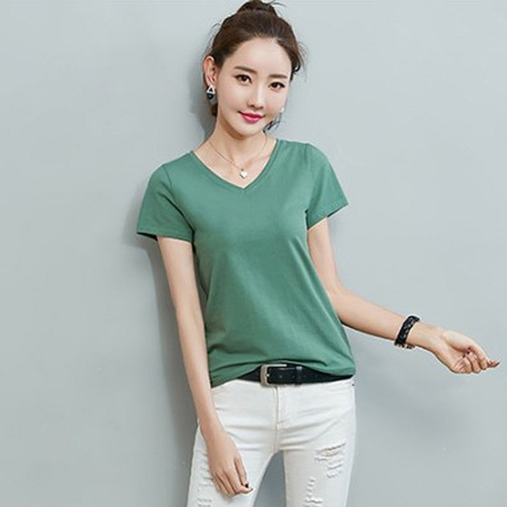 데일로엔 여성용 무지 브이넥 반팔 티셔츠 1413 데일로엔 여성용 무지 브이넥 반팔 티셔츠 1413