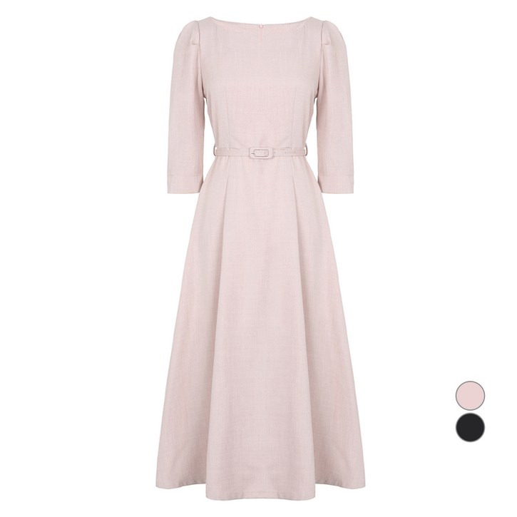 에이비에프지 여성용 7부 페미닌 벨티드 플레어 원피스 AFZ3MO31A