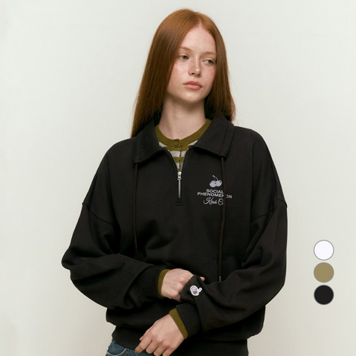 키르시 체리 아치 로고 하프 집업