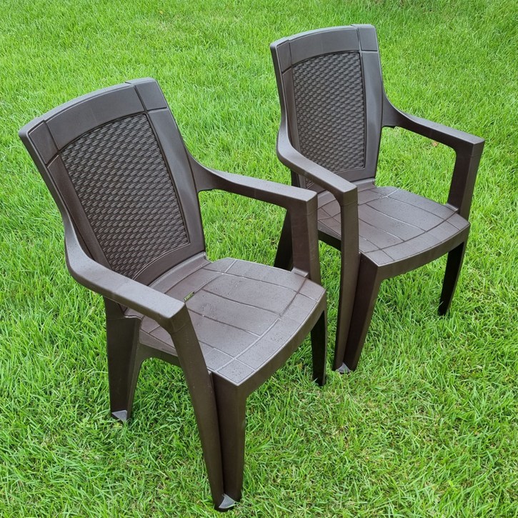 투에이산업 라탄 팔걸이 의자 2p, 브라운 3