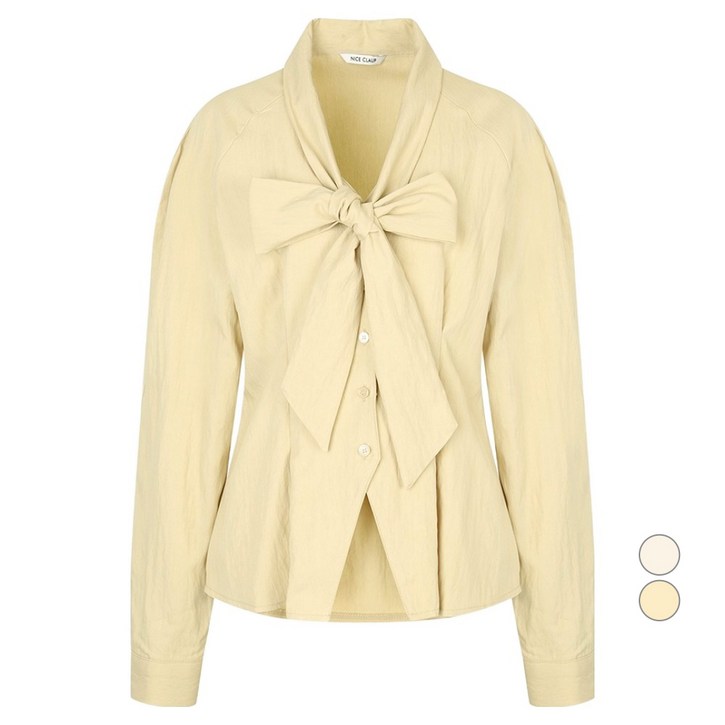 나이스클랍 여성용 타이 브이넥 블라우스 N234PWBA16