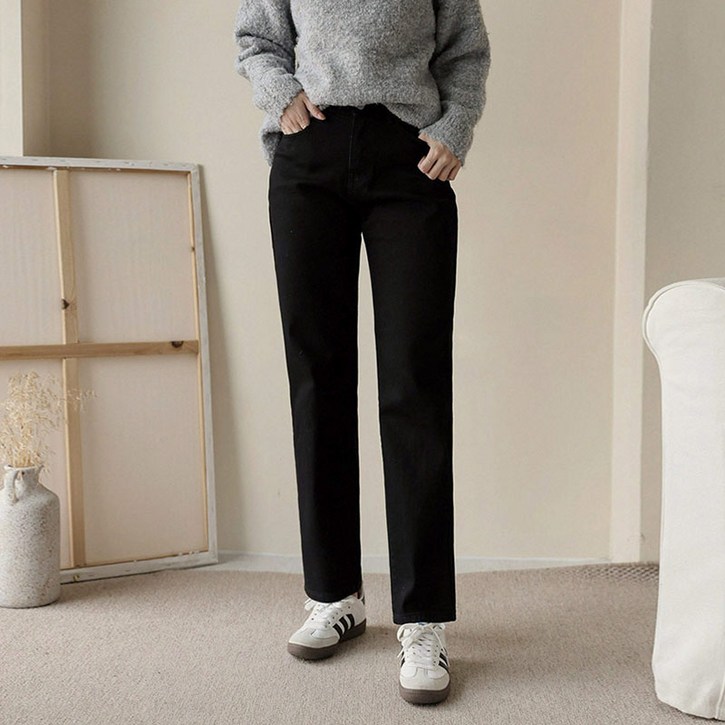 앤드스타일 여성용 숏기본롱 기장 히터진9탄 고탄력 기모 스판 보이핏 데님팬츠 265020