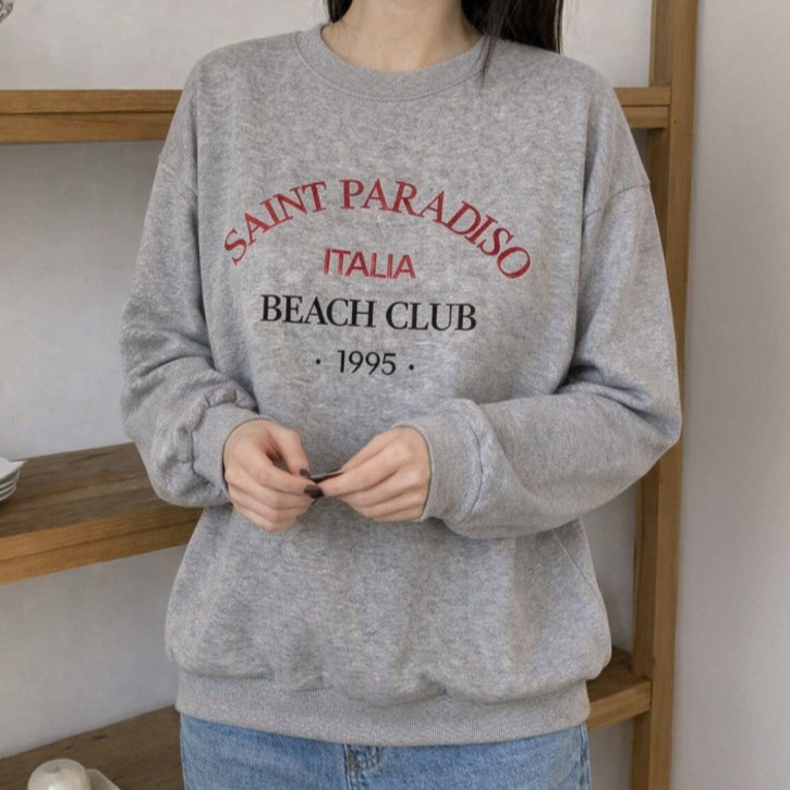 라라온 라운드넥 자수 레터링 긴팔 맨투맨 26TSP3761