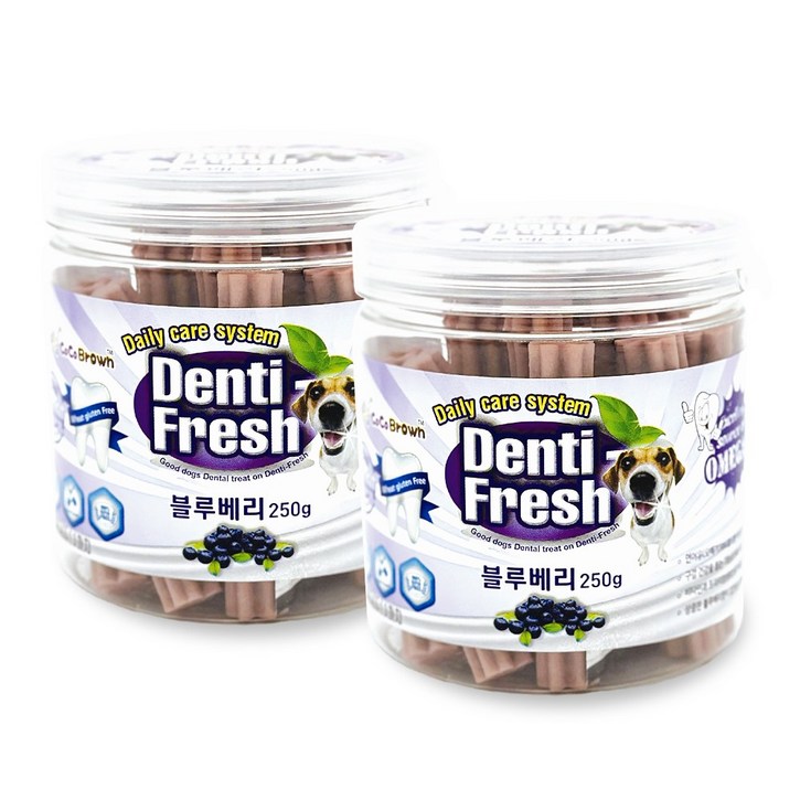 덴티후레쉬 블루베리 x 2개입 강아지 덴탈껌 애견 치석 입냄새 제거, 250g, 2개