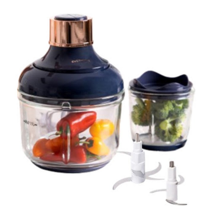 에버홈 프리미엄 전동 마늘 다지기 만능 듀얼 고기 야채다지기 대용량 믹서기, 1세트, 네이비