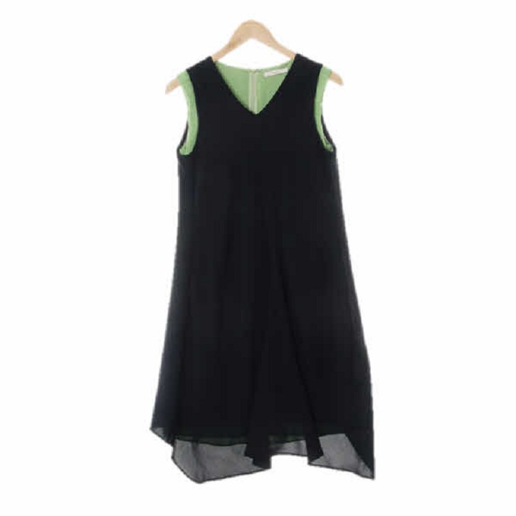 아이잗바바 4293 더아이잗 블랙그린 백슬릿두겹드레이프민소매원피스 [85-88]