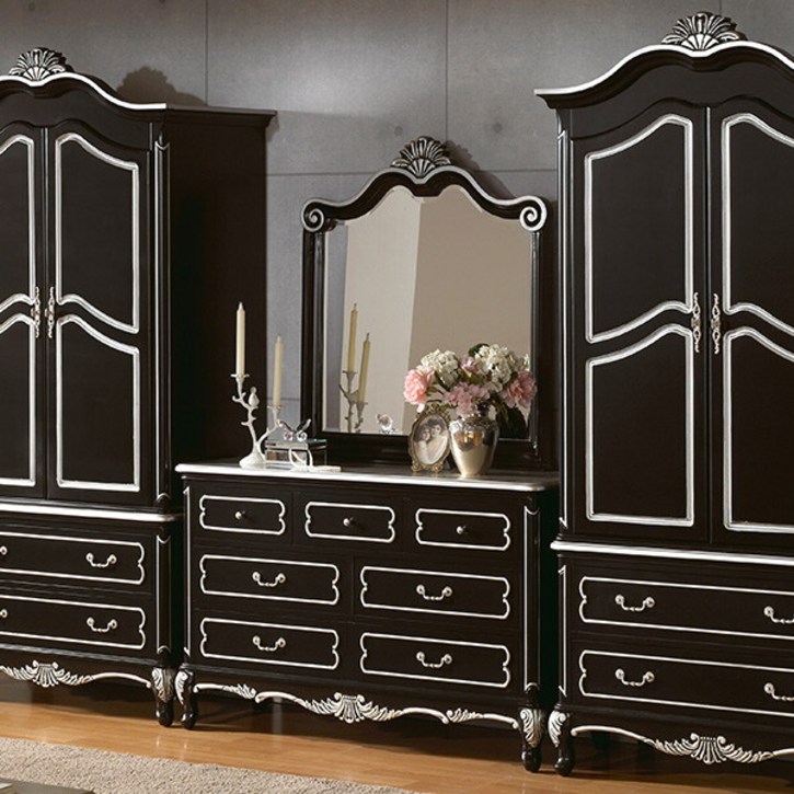 [유캐슬] ★무료배송★ 로젠 블랙 엔틱 원목 화장대세트 (화장대+거울)