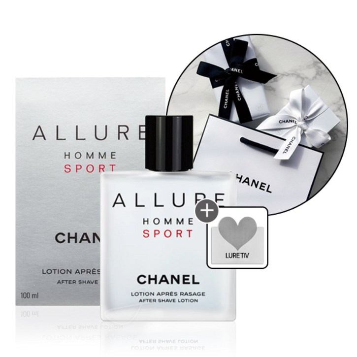 기프트리본포장세트 샤넬 남자 알뤼르 옴므 스포츠 애프터 쉐이브 로션 스킨타입 100ml 로샤쉐