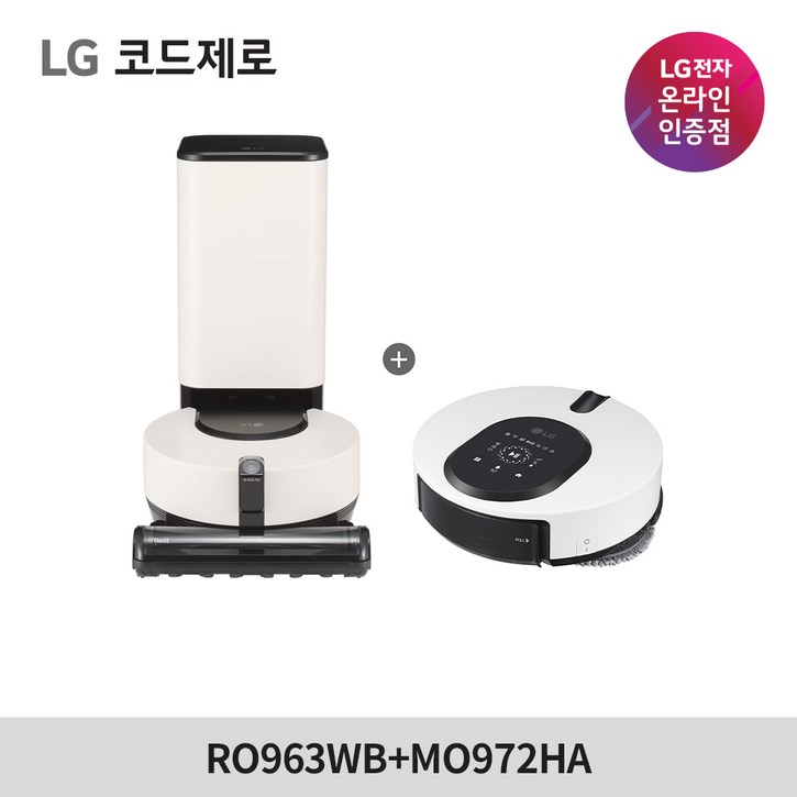 LG전자  코드제로 R9 올인원타워 로봇청소기 + M9 물걸레 로봇청소기 세트 RO963WB + MO972HA 9