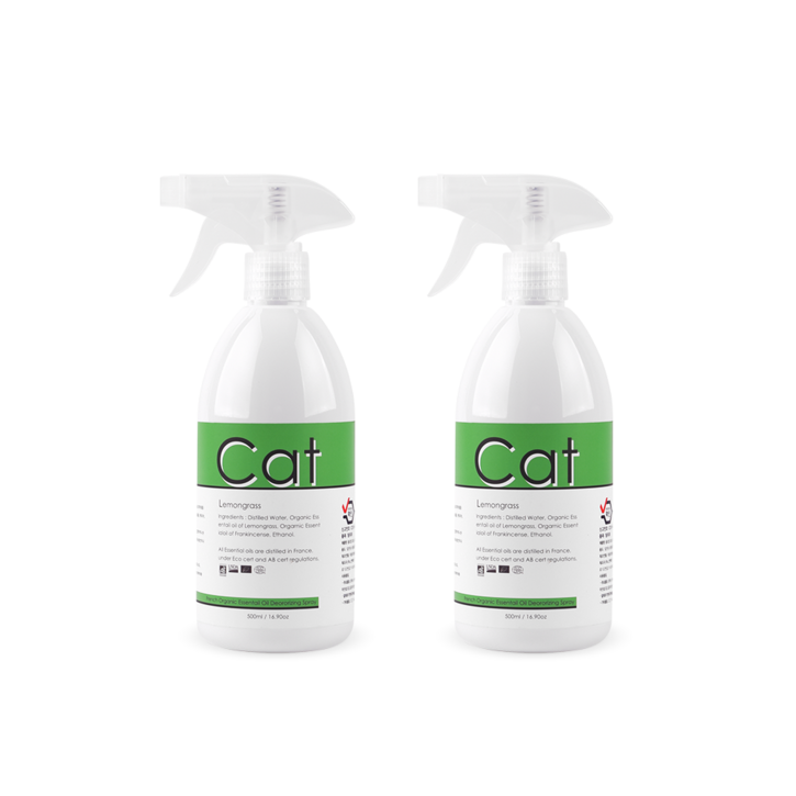 FLOLAB [제조사직영] 레몬그라스 고양이 탈취제 500ml 2개묶음 화장실 모래 탈취 프랑스 유기농원료, 2개, 500ml
