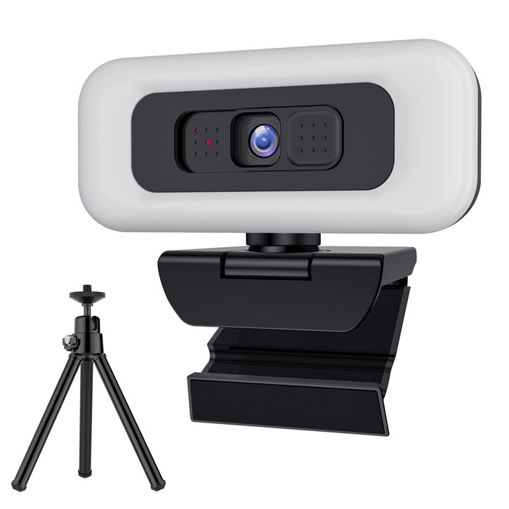 RUNDX 4K 웹캠 마이크내장 방송용 수업용 화상카메라 + 삼각대 세트, 블랙, 1개