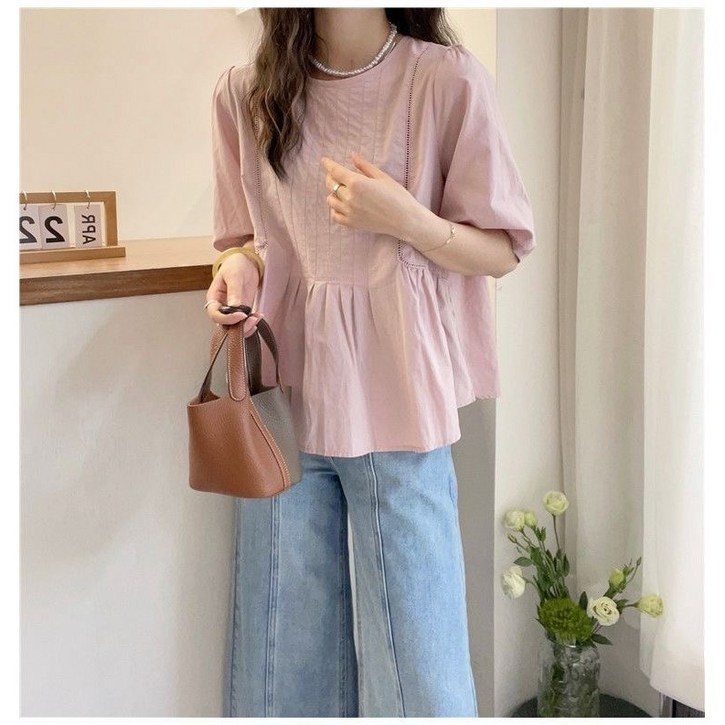 휠렉스 여성 라운드 셔링 러블리 블라우스 JT359