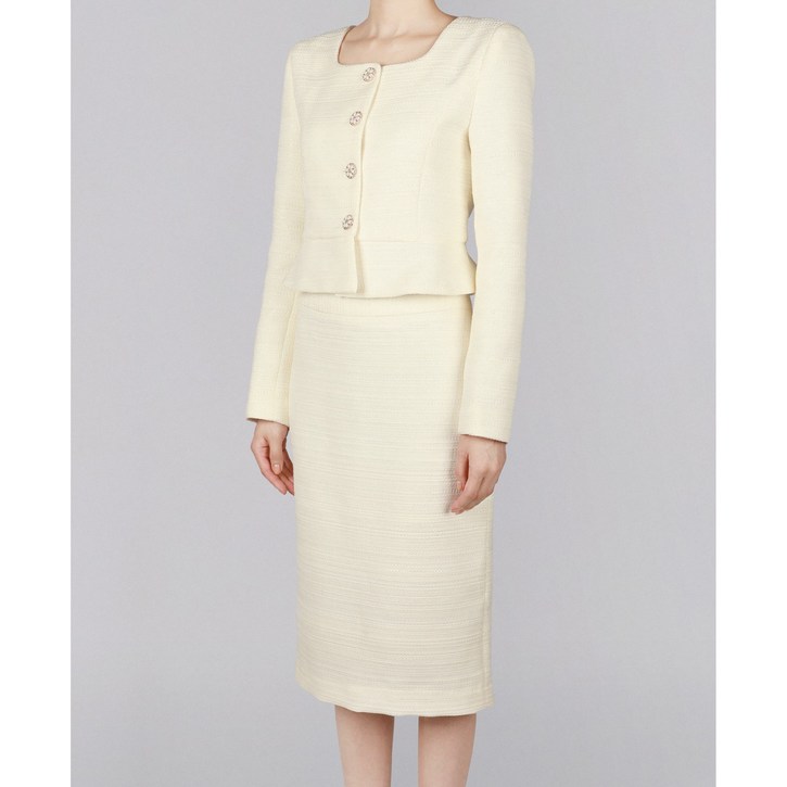 위럽씨스터 자체제작 여성 겨울 트위드 정장 투피스 세트 자켓스커트 하객룩 오피스룩 빅사이즈 고급 투피스