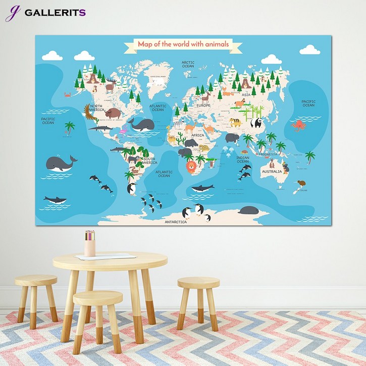 갤러리츠 어린이 세계지도 아기방 아이방 인테리어 그림