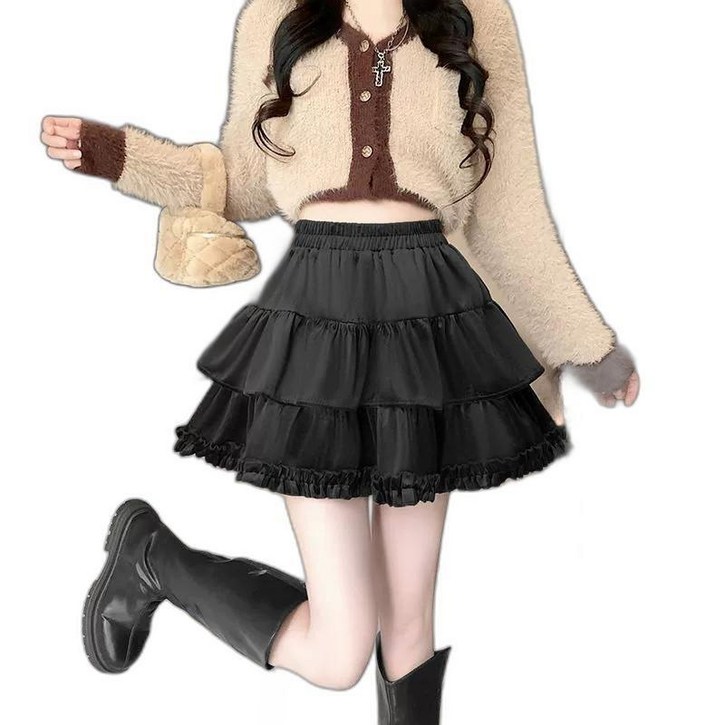 캉캉스커트 치마바지 밴딩 레이스 플리츠 A라인 플레어 미니 프릴