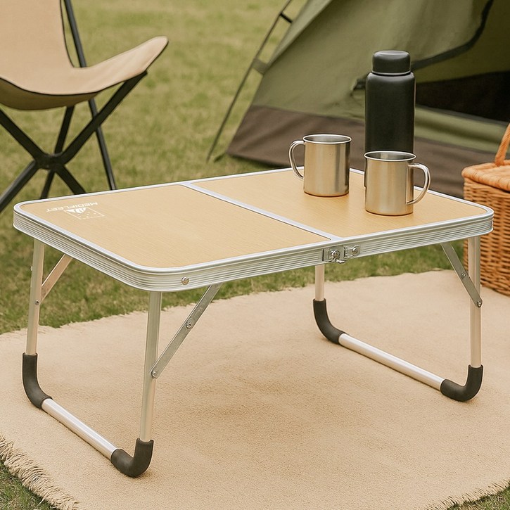 메디플릿 접이식 피크닉 캠핑 미니테이블, 우드