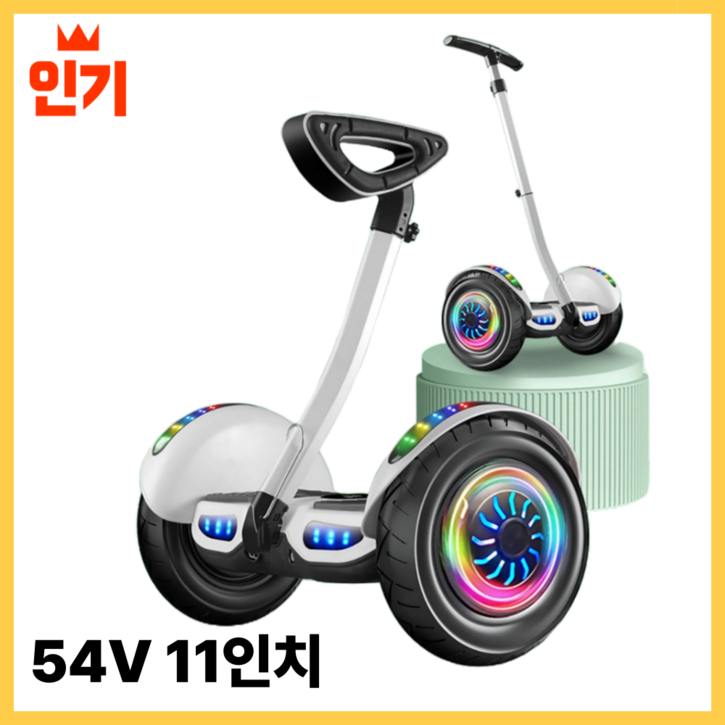 아키다 54V 전동휠 나인봇 10인치 카트 보드 전기 배터리 투휠 호버보드 무릎 헨드 제어, 화이트