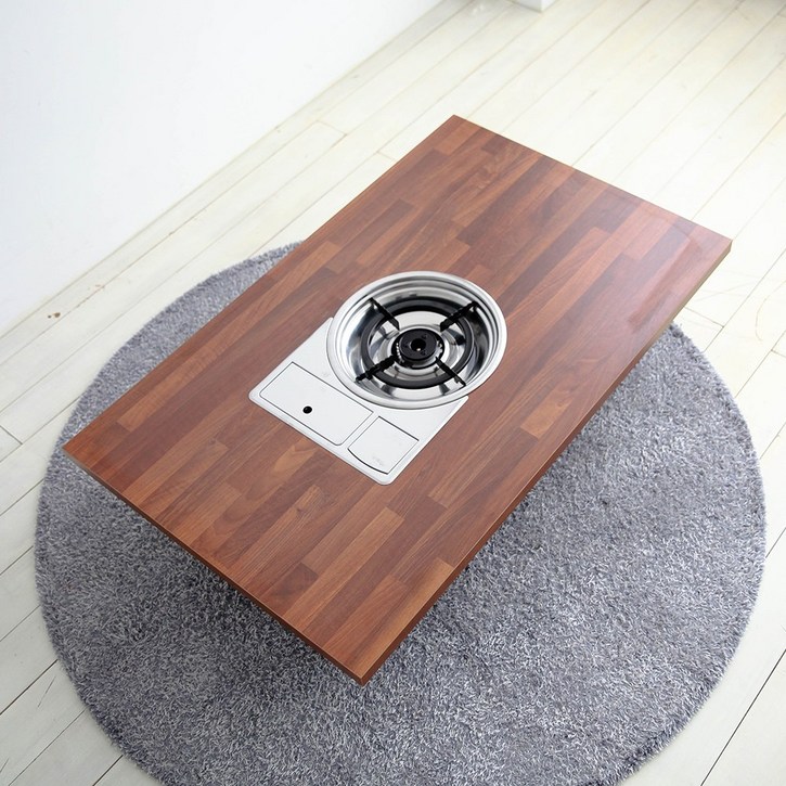 이츠퍼니 4인용 6인용 가정용 불판 테이블 미우새 김건모 홍현희 접이식 테이블 불판식탁 무료배송, 멀바우