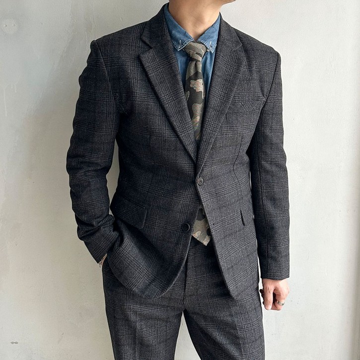 라운지21 남자 베이직 글렌체크 울자켓 라운지21 남자 베이직 글렌체크 울자켓