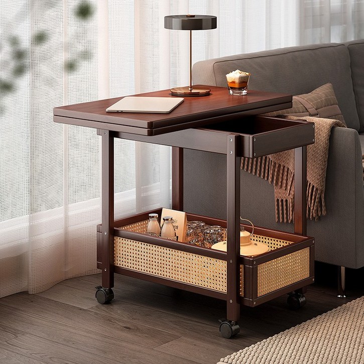 SeekFun 사이드 테이불 이동식 접이식 상판 연장 회전 가능 다용도 식탁