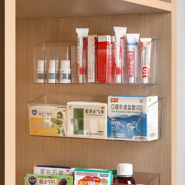 SMILE MORLI 접착식 칸막이 립스틱 수납함 튜브형 멀티 정리함, 투명대형1x소형3, 1개