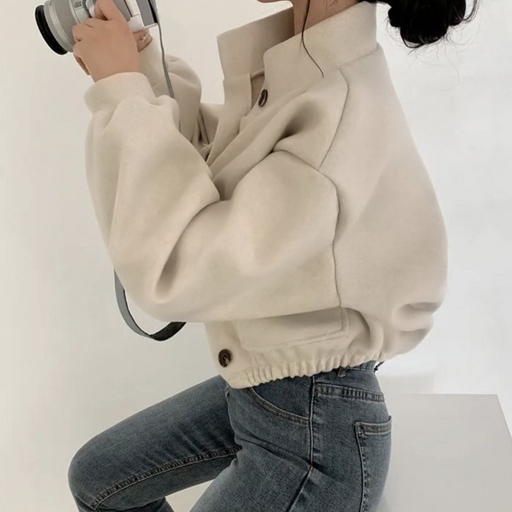 ANYOU 가을 겨울 신상 차이나 루즈핏 캐주얼 모직 코트 여 숏