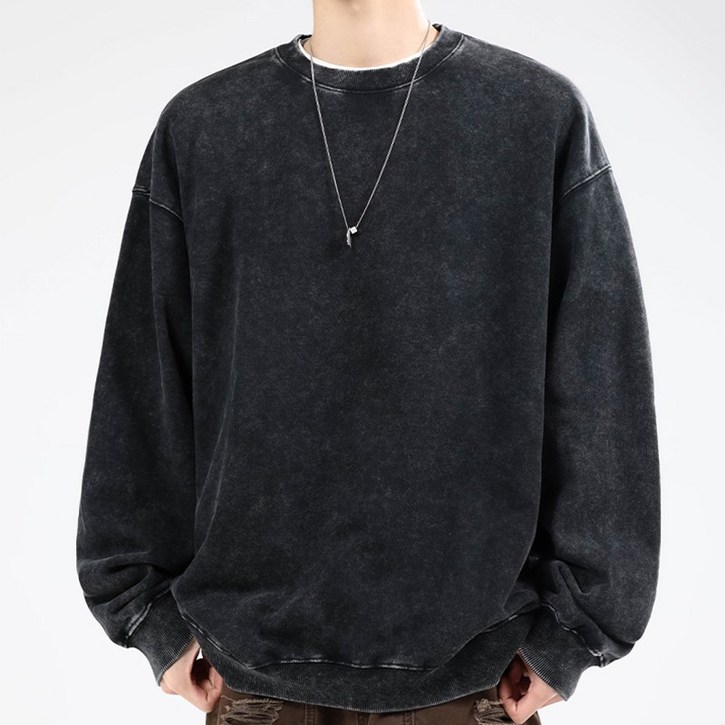 남자 코튼 오버핏 피그먼트 맨투맨 빅사이즈 나염 긴팔티 M~5XL