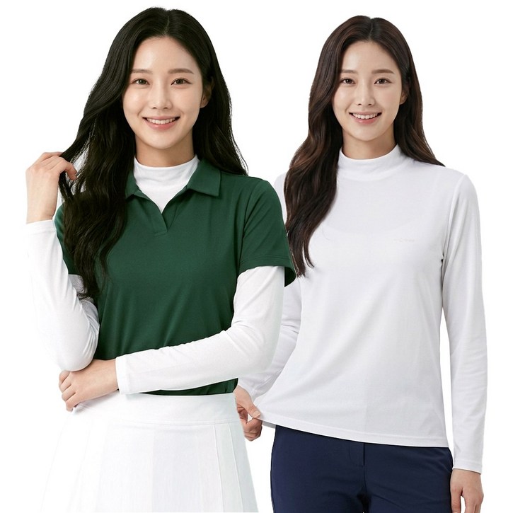 아소트 프리미엄 스포츠 골프 이너웨어 자외선차단 UV 쿨링 여성 반폴라 티셔츠