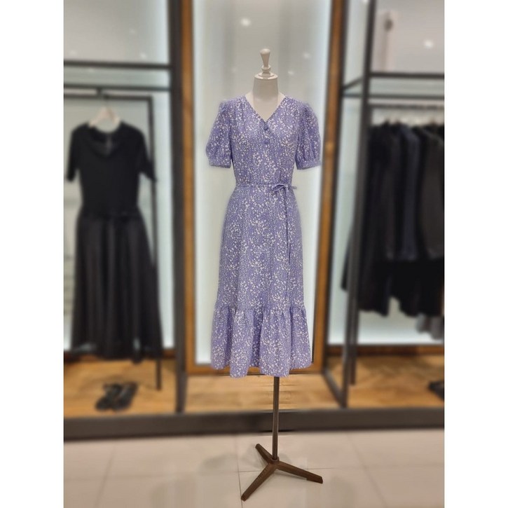 듀엘 DEWL 플라워패턴포인트 V넥 반팔 원피스 L253PSE008 378252