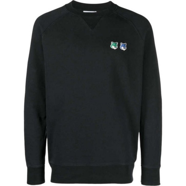 [명품]23SS 메종키츠네 더블 폭스 헤드 블랙 코튼 맨투맨 KM00303KM0001 BLACK KM00303KM0001BLACK00