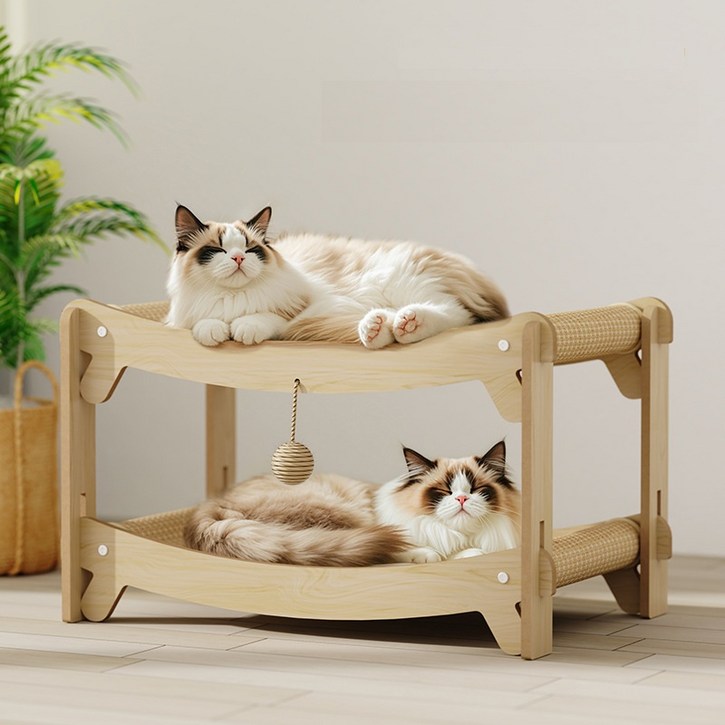 Zebeer 고양이 스크래쳐 원목 캣타워 튼튼한 계단형 집