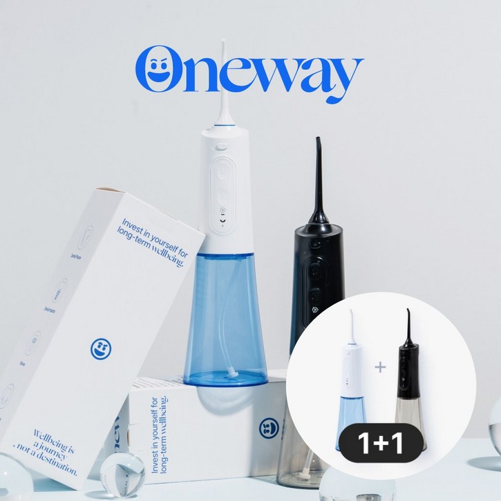 원웨이 구강세정기 휴대용 물치실 무선 [치과공식판매/1+1], V2, 2개, 화이트+블랙